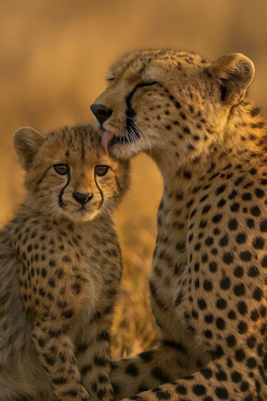 Cheetah mother and cub