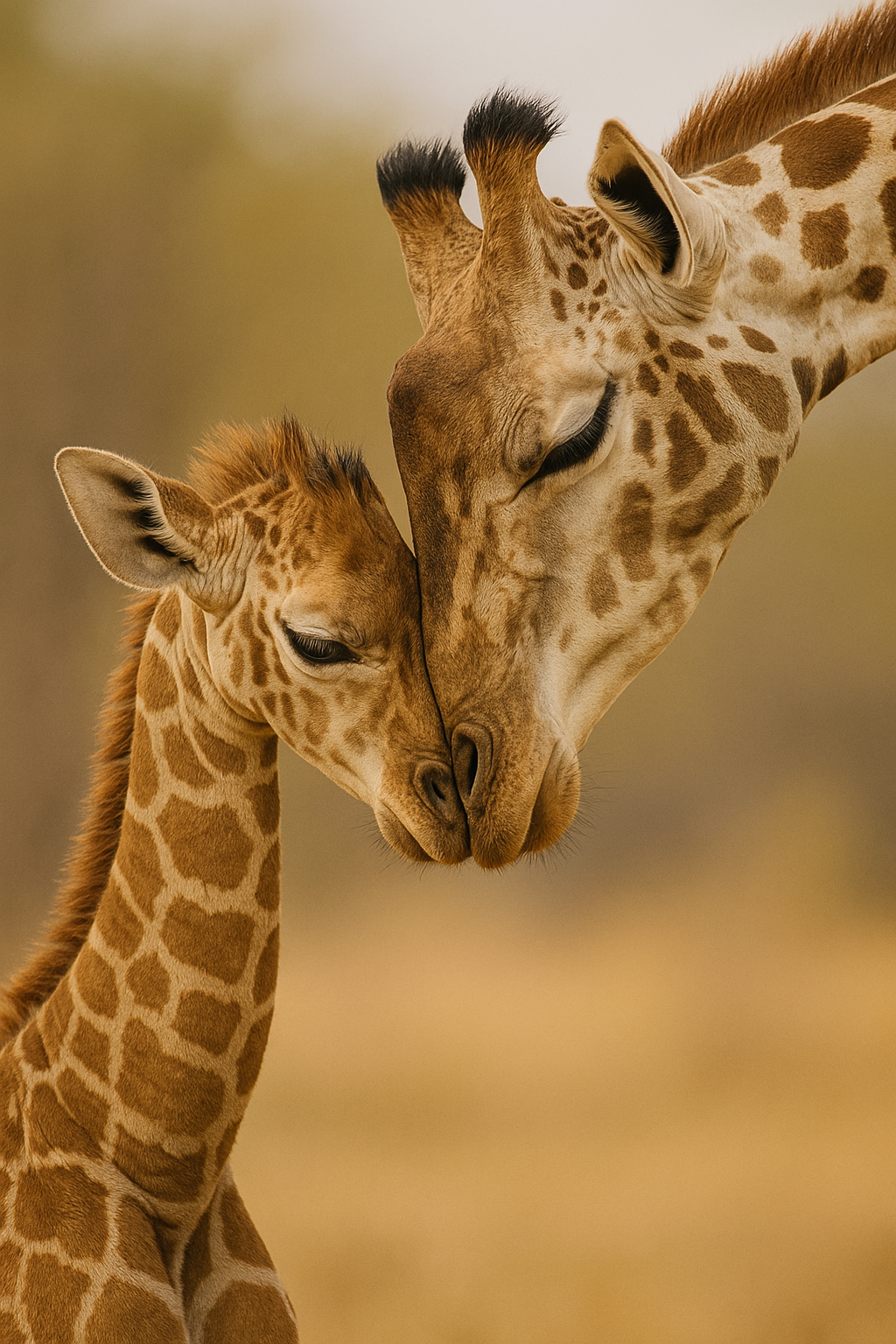 Giraffe mother and calf