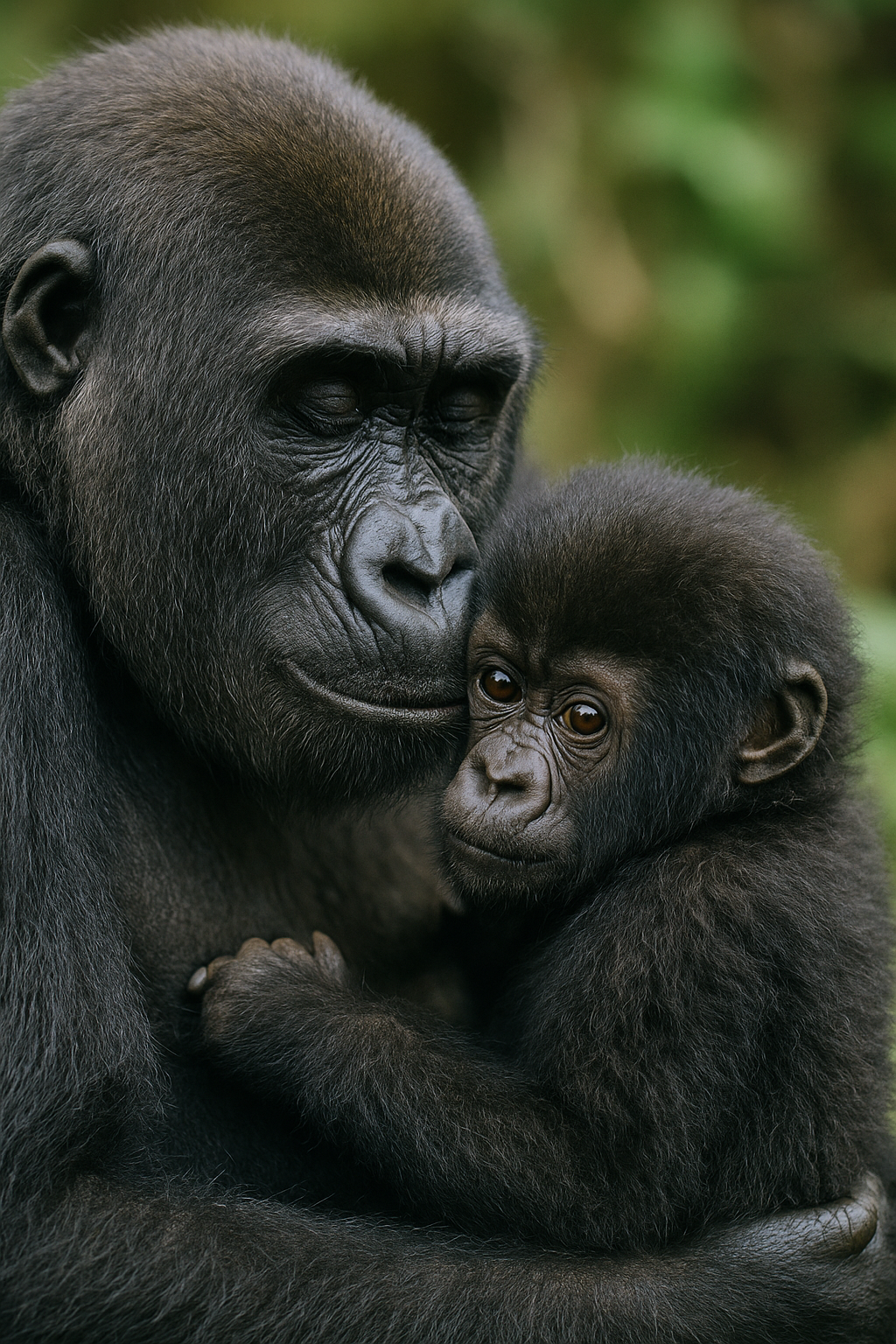 Gorilla mother and baby