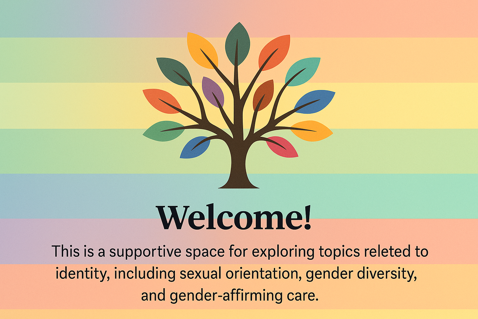 Colorful tree with diverse leaves representing identity development and inclusion