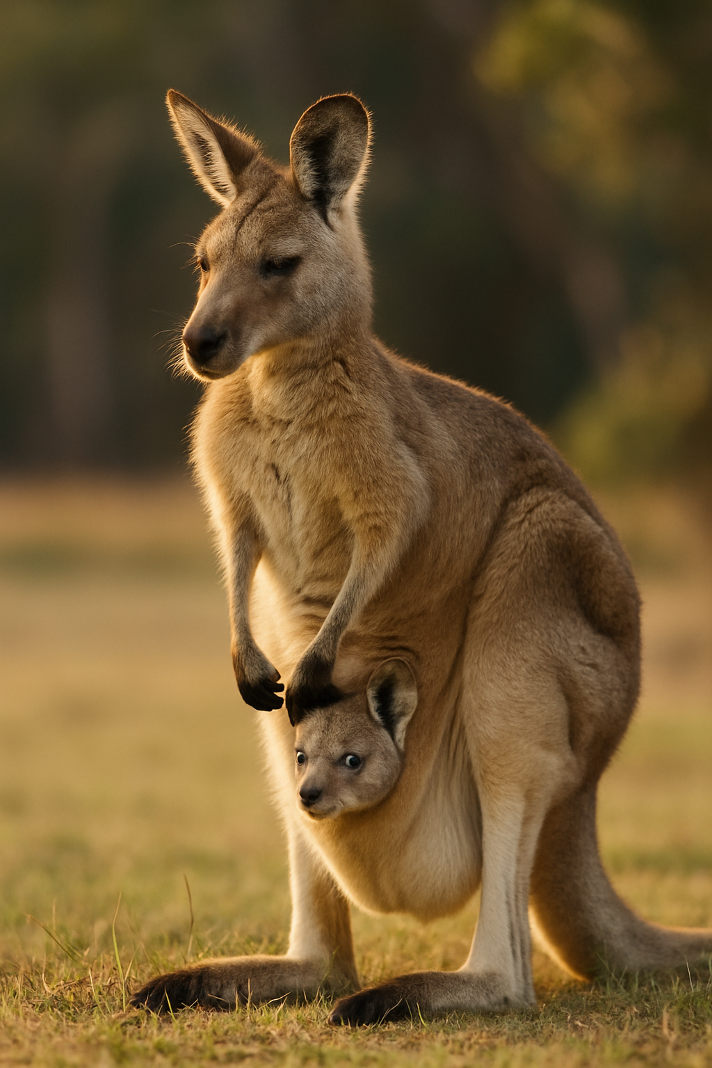 Kangaroo mother with joey